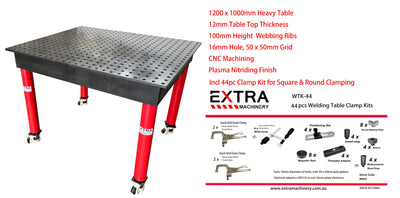 Heavy Duty Welding table 1200 x 1000mm Nitrided Finish W/44 pcs Clamping Kits