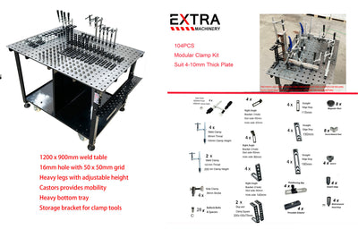 Welding table 1200 x 900mm W/104 pcs  Modular Fixture Kit