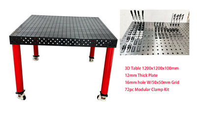 3D Welding table 1200 x1200 x100mm Nitrided Finish W/72 pcs  Modular Fixture Kit