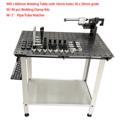 Welding table 900 x 600mm W/40 pcs Clamping Kits & Pipe & Tube Notcher