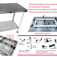 Welding table 900 x 600mm W/64 pcs  Modular Fixture Kit