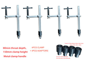 80mm Throat  150mm Clamp Height Weld Clamp W/Lock Nut & 4pcs Adaptor to Suit 16mm Weld Table Plate