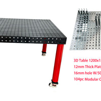 3D Welding table 1200 x1200 x100mm Nitrided Finish W/104 pcs  Modular Fixture Kit