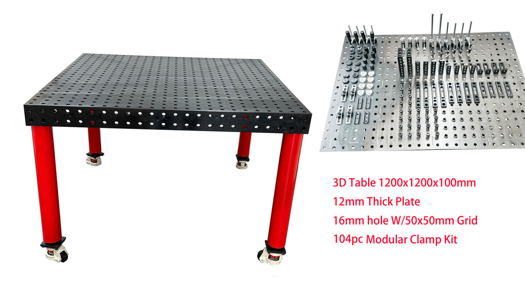 3D Welding table 1200 x1200 x100mm Nitrided Finish W/104 pcs  Modular Fixture Kit