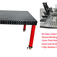 3D Welding table 1200 x1200 x100mm Nitrided Finish W/110 pcs  Modular Fixture Kit