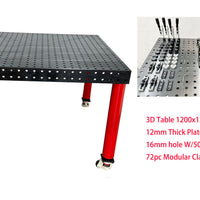 3D Welding table 1200 x1200 x100mm Nitrided Finish W/72 pcs  Modular Fixture Kit