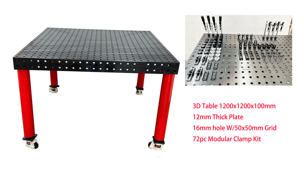 3D Welding table 1200 x1200 x100mm Nitrided Finish W/72 pcs  Modular Fixture Kit