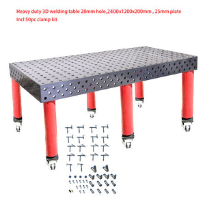 28mm Hole  3D  Welding table 2400 x1200 x200mm Nitrided Finish W/50pc Clamp Kit