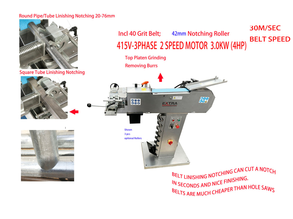 PTN-76 Pipe & Tube Notcher – Linisher  2 Working Stations Incl 42MM Roller 3PHASE 2 SPEED MOTOR