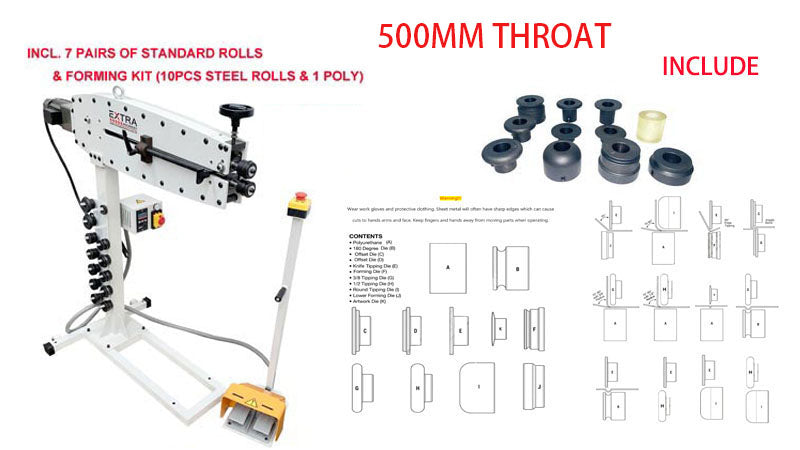 EB-500  PACKAGE II Motorised Bead Roller  Variable speed1.2mm Capacity 500mm Throat