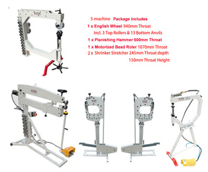 5-machine Package of EW-940D English Wheel & Planishing Hammer PH-51  & Motorized Bead Roller EB-1070, 2PCS Shrinker Stretcher