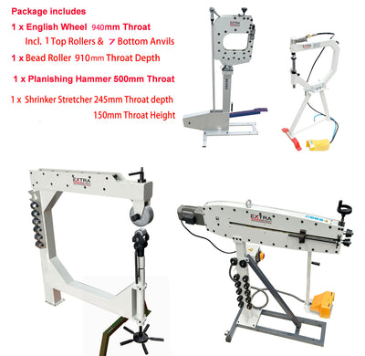 EB-910 Motorised Bead Roller & EW-940A English Wheel & Planishing Hammer PH-51 & Shrinker-stretcher