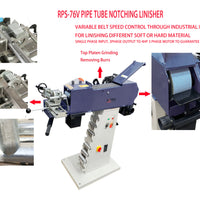 RPS-76V Variable Speed Pipe & Tube Notcher – Linisher 3 Working Stations W/11 rollers