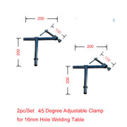45 degree 200mm Throat  Adjustable Welding Table Clamp To Suit 16mm Hole (2pc/Set)