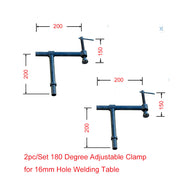 180 degree 200mm Throat  Adjustable Welding Table Clamp To Suit 16mm Hole (2pc/Set)