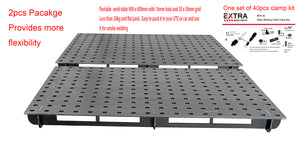 2pcs of Welding table tops 900 x 600mm W/ one set of 40 pcs Clamping Kits