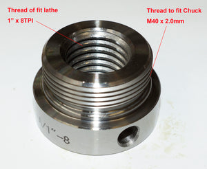 Insert 1"x8TPI for Wood Lathe Chuck